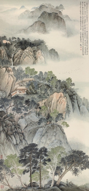 中式国画山水画卷挂画-ID:5721646