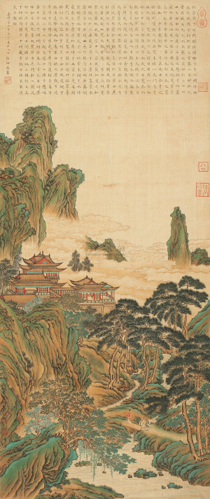 中式国画山水画卷挂画-ID:613238892