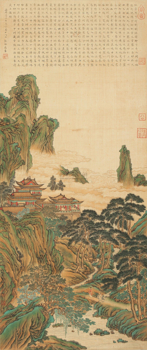 中式国画山水画卷挂画-ID:5721648