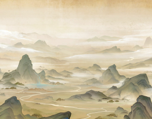 中式国画山水画卷挂画-ID:5721652