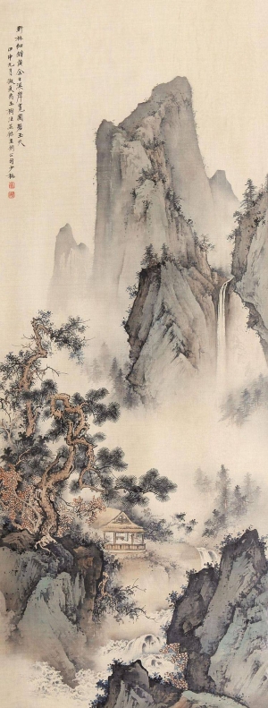中式国画山水画卷挂画-ID:141978984