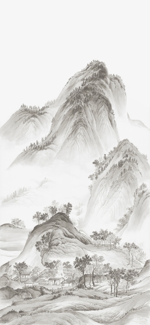 中式国画山水画卷挂画-ID:5721656