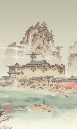 中式国画山水画卷挂画-ID:5721660