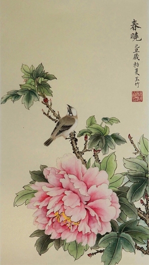 中式国画花鸟画卷挂画-ID:5721663