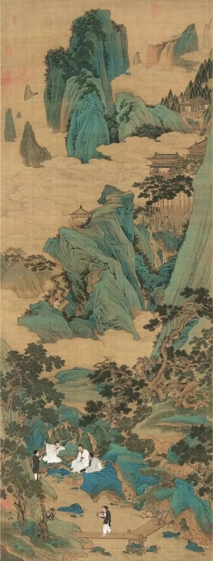 中式国画山水画卷挂画-ID:5721665