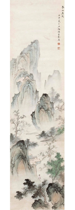 中式国画山水画卷挂画-ID:5721667
