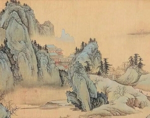 中式国画山水画卷挂画-ID:5721695