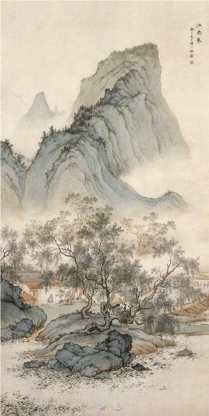 中式国画山水画卷挂画-ID:5721697