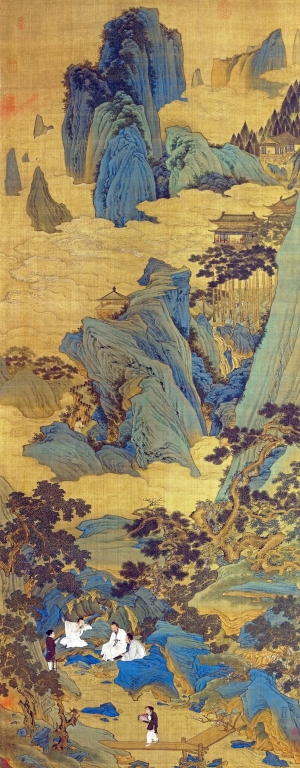 中式国画山水画卷挂画-ID:548644074
