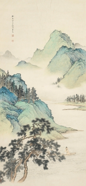 中式国画山水画卷挂画-ID:5721711