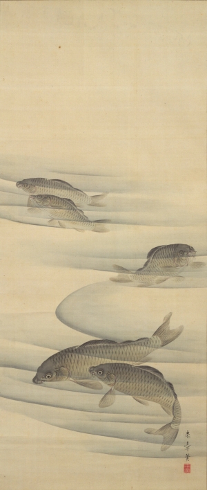 中式锦鲤画背景壁纸墙布壁画-ID:168625129