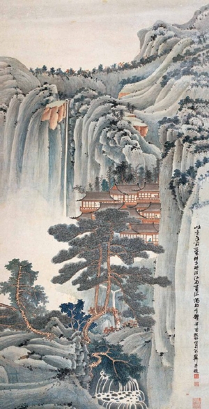 中式屏风画背景墙画-ID:325625908