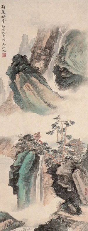 中式屏风画背景墙画-ID:378760101