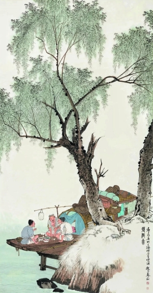 中式屏风画背景墙画-ID:380558973