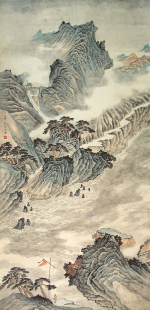 中式屏风画背景墙画-ID:510736942