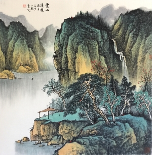 中式屏风画背景墙画-ID:535485031