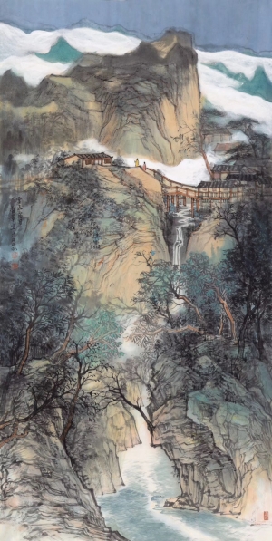 中式屏风画背景墙画-ID:585012911