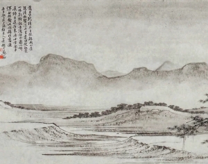 中式山水画背景壁纸墙布壁画-ID:702893022