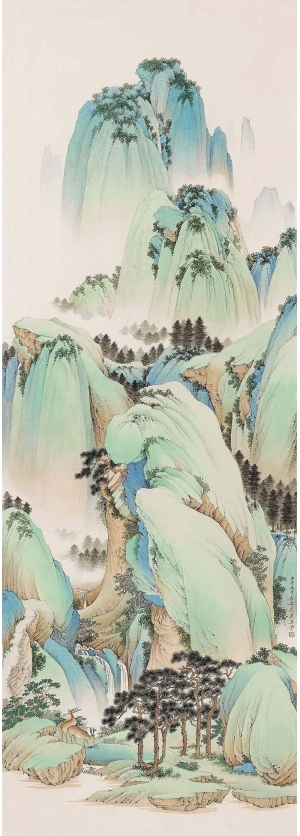 中式山水画背景壁纸墙布壁画-ID:5721868