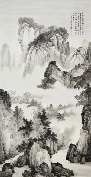 中式山水画背景壁纸墙布壁画-ID:431494008