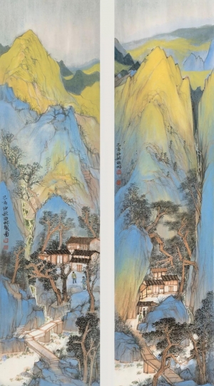 中式山水画背景壁纸墙布壁画-ID:909104112
