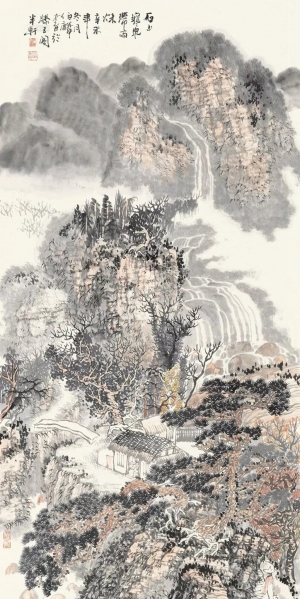 中式山水画背景壁纸墙布壁画-ID:5721876