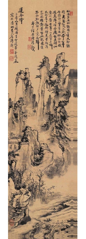 中式山水画背景壁纸墙布壁画-ID:668661121