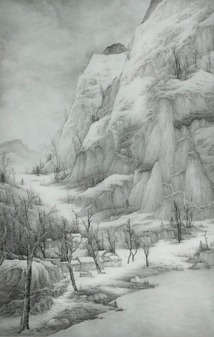 中式山水画背景壁纸墙布壁画-ID:973150013