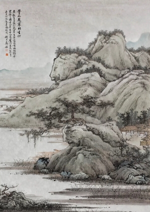中式山水画背景壁纸墙布壁画-ID:556586037