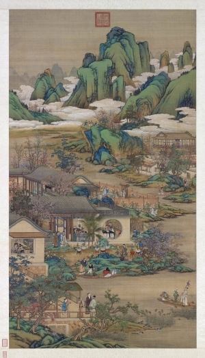 中式山水画背景壁纸墙布壁画-ID:5721887