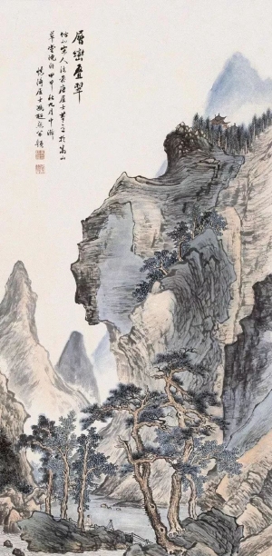 中式山水画背景壁纸墙布壁画-ID:101919271