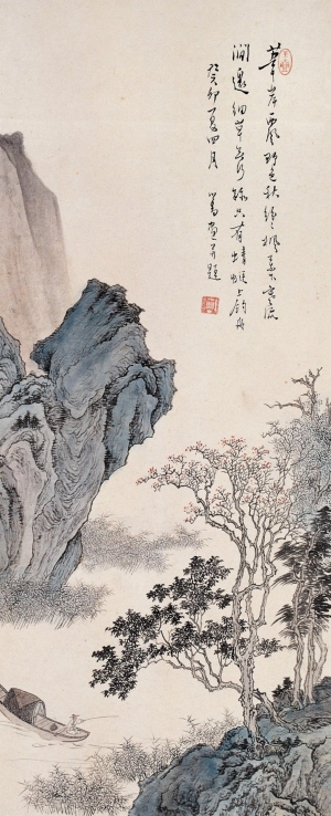 中式山水画背景壁纸墙布壁画-ID:409055959