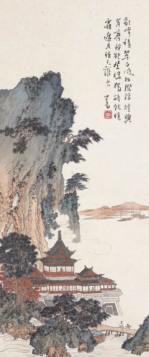 中式山水画背景壁纸墙布壁画-ID:365469933