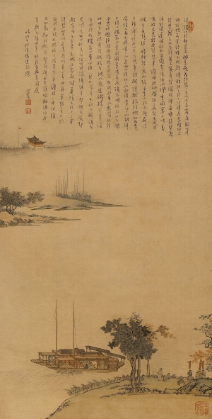 中式山水画背景壁纸墙布壁画-ID:212040904