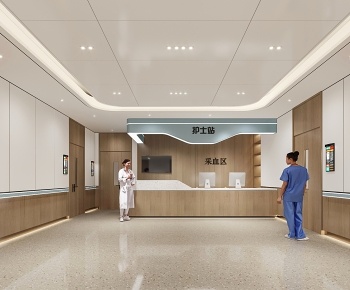 多场景-现代医院护士站+过道3D模型
