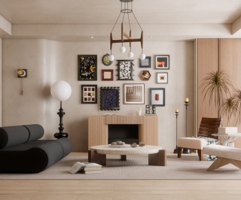 Modern Wabi-sabi Style A Living Room-ID:176657928