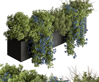 现代灌木绿植 花箱3D模型