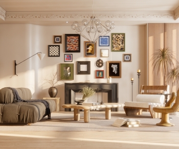 Modern Wabi-sabi Style A Living Room-ID:633554943