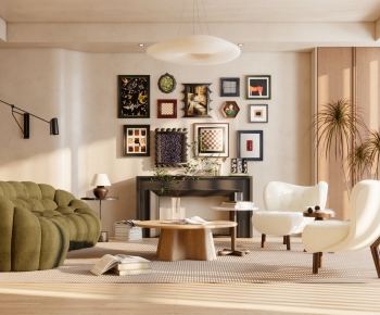 Modern Wabi-sabi Style A Living Room-ID:131531003