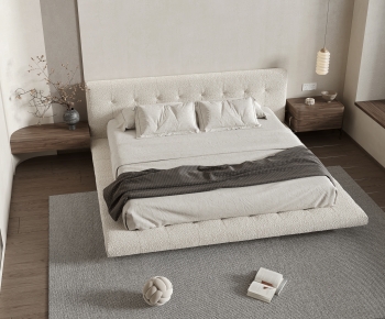 Modern Wabi-sabi Style Double Bed-ID:589935069