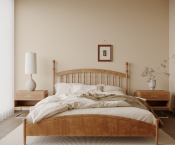 Modern Wabi-sabi Style Double Bed-ID:923609773