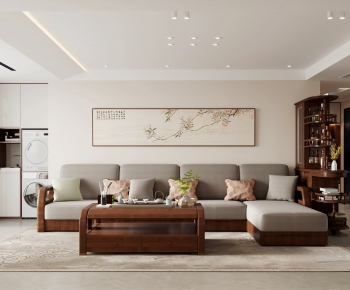 New Chinese Style A Living Room-ID:391424896