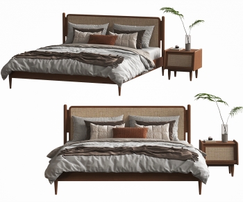 Wabi-sabi Style Double Bed-ID:344152931