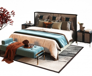 New Chinese Style Double Bed-ID:220287086