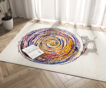 现代方形抽象地毯-ID:237989907