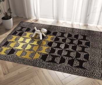 现代方形几何地毯-ID:179500674