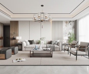 New Chinese Style A Living Room-ID:129489902