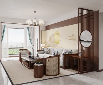 New Chinese Style A Living Room-ID:367525103