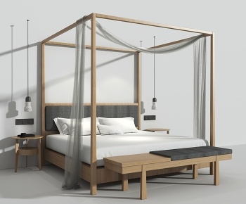 现代酒店客房架子床3D模型