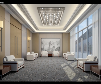New Chinese Style Office Living Room-ID:445552116